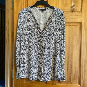 SALE: 3/$25 - INC International Concepts Black and White Floral Blouse